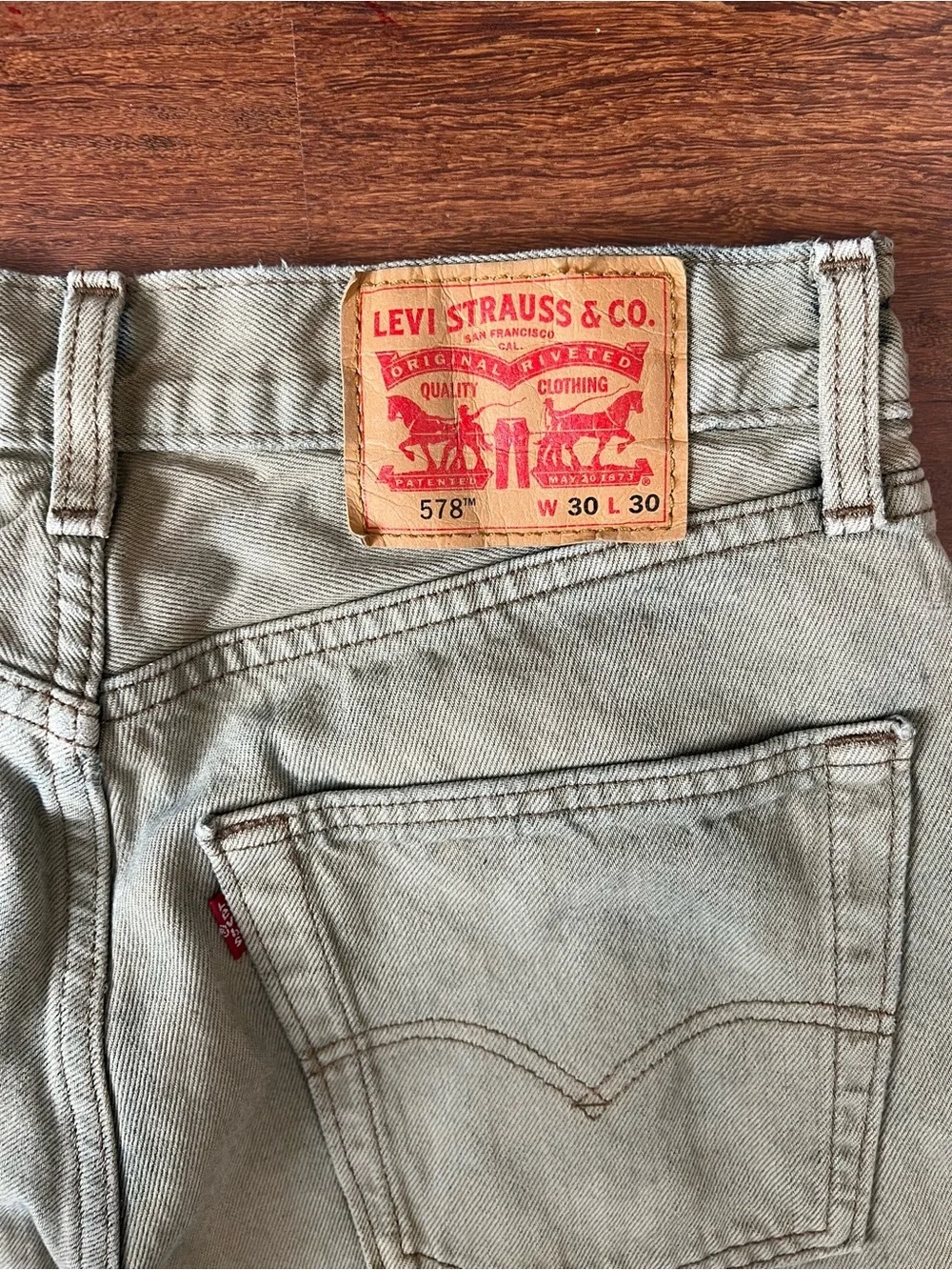Levi's 578 Baggy Denim Jeans Men's 30x30 Faded Olive/Sage Green 90’s Streetwear